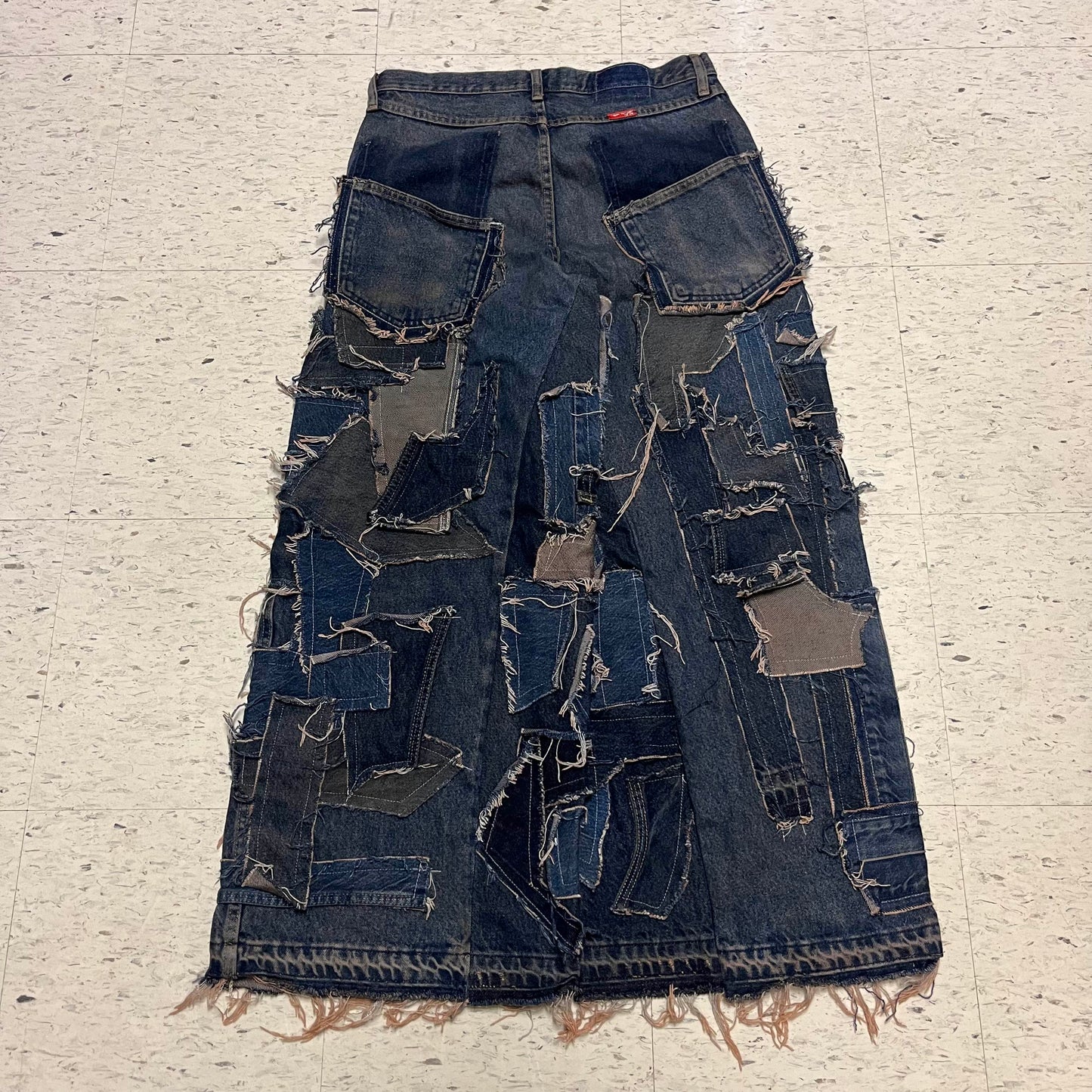 mud patchwork wide leg baggy jeans