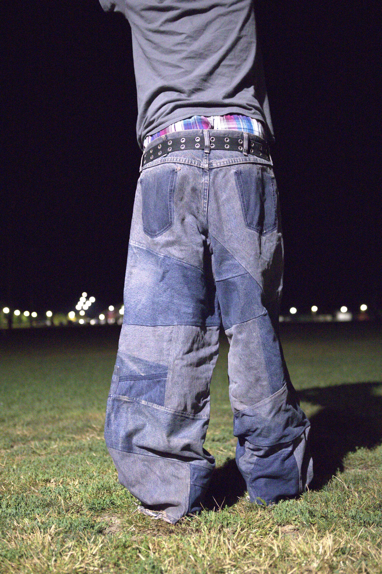 mud "shattered" wide leg baggy jeans