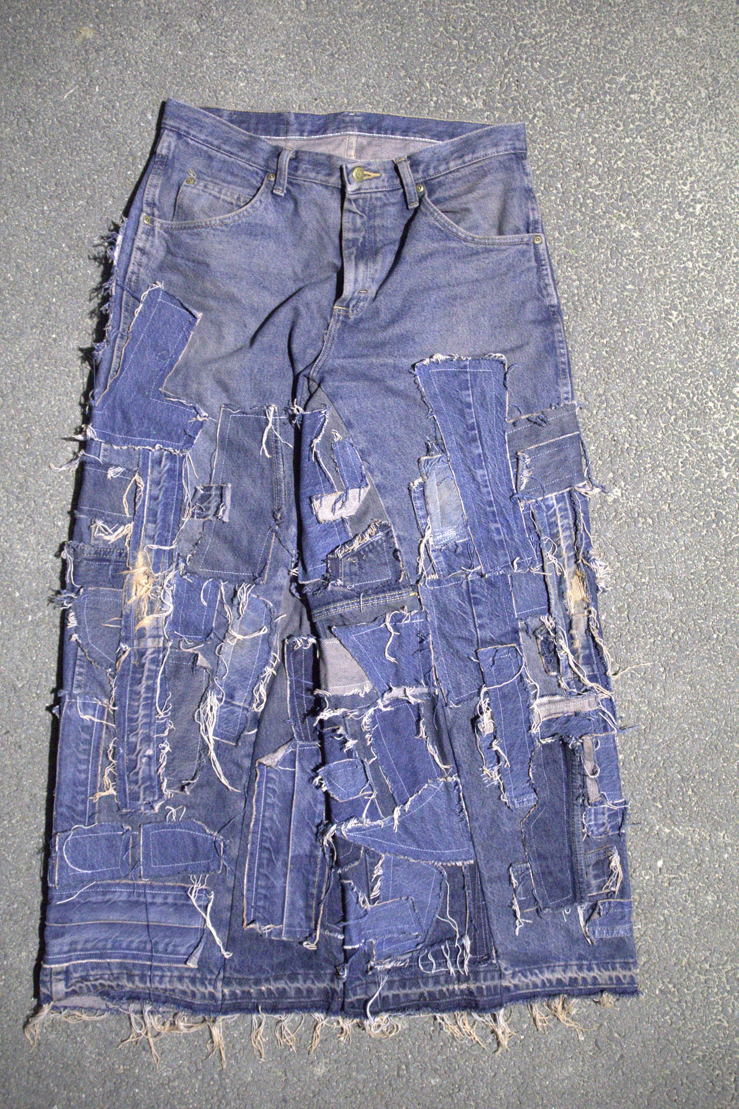 mud patchwork wide leg baggy jeans