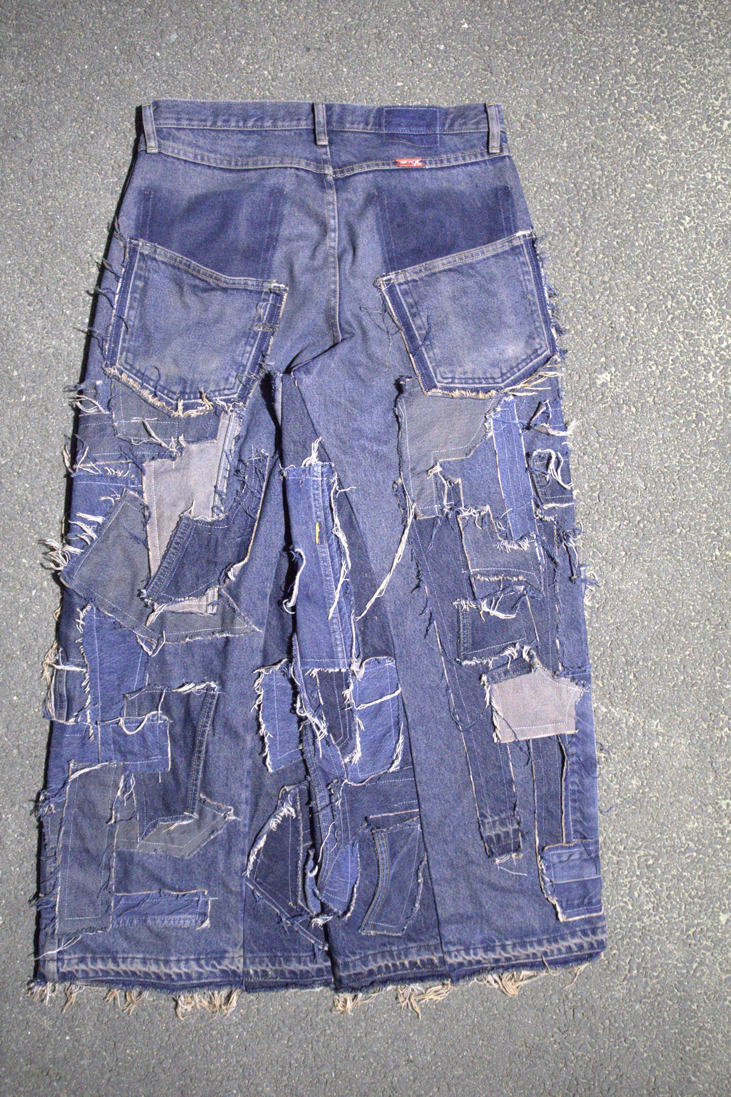 mud patchwork wide leg baggy jeans